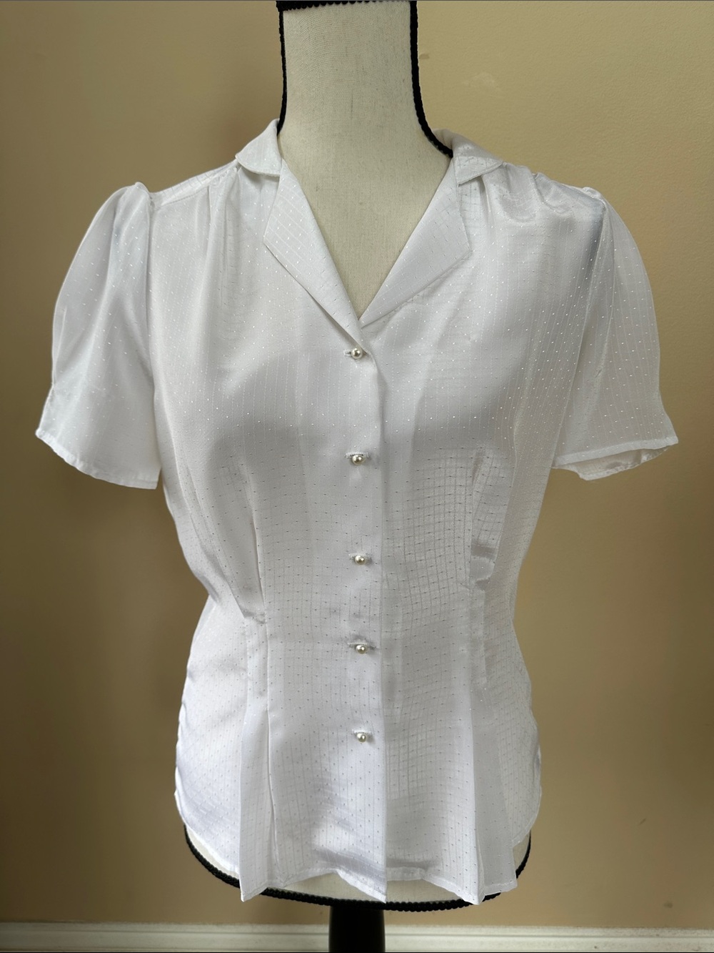Vintage Jonathan Martin Pleated Top with Pearl Buttons